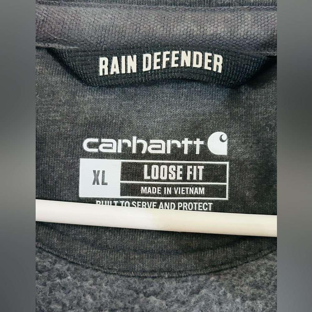 Carhartt Gray Quarter Zip Up Sweater Loose Fit Rain Defender- Like New - Picture 3 of 4